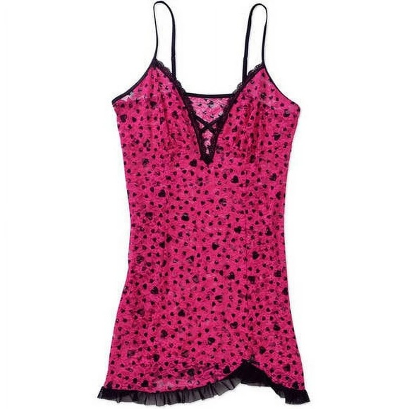 Woman’s Large Pink Heart Lace Sheer Babydoll Slip Night Dress - Picture 1 of 7